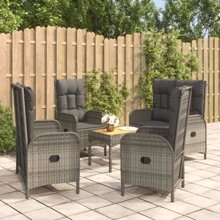 5-teiliges Garten-Esszimmerset mit synthetischen Rattankissen grau von vidaXL, Gartensets - Ref: Foro24-3185087, Preis: 577,5...
