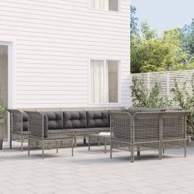 11-teiliges Gartenmöbel-Set und graue synthetische Rattankissen von vidaXL, Gartensets - Ref: Foro24-3187583, Preis: 618,01 €...