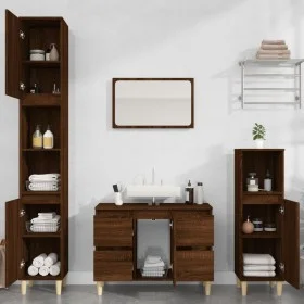 3-teiliges Badmöbel-Set Sperrholz Eiche braun von vidaXL, Badezimmermöbel - Ref: Foro24-3185604, Preis: 212,27 €, Rabatt: %