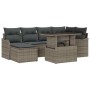 Conjunto de sofá de jardín con cojín 7 pcs Gris Poliratán