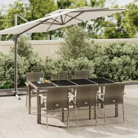 Garden dining set 7 pieces and gray synthetic rattan cushions by vidaXL, Garden sets - Ref: Foro24-3184985, Price: 523,46 €, ...