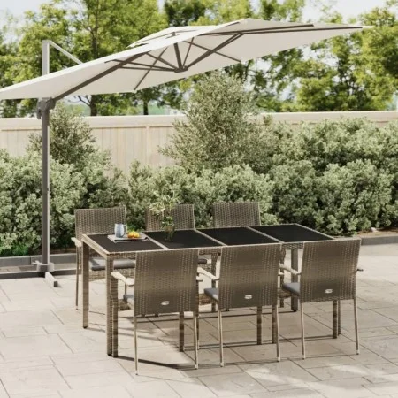 Garden dining set 7 pieces and gray synthetic rattan cushions by vidaXL, Garden sets - Ref: Foro24-3184985, Price: 523,46 €, ...