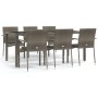 Garden dining set 7 pieces and gray synthetic rattan cushions by vidaXL, Garden sets - Ref: Foro24-3184985, Price: 522,91 €, ...