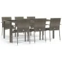 Garden dining set 7 pieces and gray synthetic rattan cushions by vidaXL, Garden sets - Ref: Foro24-3184985, Price: 523,46 €, ...
