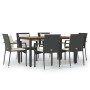 Set de comedor de jardín 7 pzas y cojines ratán sintético negro de vidaXL, Conjuntos de jardín - Ref: Foro24-3157966, Precio:...