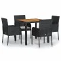 5-teiliges Gartenmöbel-Set mit schwarzen synthetischen Rattankissen von vidaXL, Gartensets - Ref: Foro24-3185012, Preis: 378,...