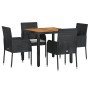 5-piece garden furniture set with black synthetic rattan cushions by vidaXL, Garden sets - Ref: Foro24-3185012, Price: 343,33...