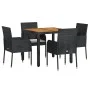5-piece garden furniture set with black synthetic rattan cushions by vidaXL, Garden sets - Ref: Foro24-3185012, Price: 378,55...
