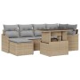 Conjunto de sofá de jardín con cojín 7 pcs Beige Poliratán