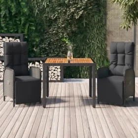 3-piece garden dining set with black synthetic rattan cushions by vidaXL, Garden sets - Ref: Foro24-3185074, Price: 431,51 €,...