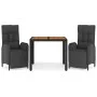 3-piece garden dining set with black synthetic rattan cushions by vidaXL, Garden sets - Ref: Foro24-3185074, Price: 431,51 €,...