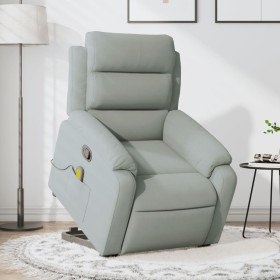 Sillón reclinable de masaje elevable terciopelo gris claro Sillón reclinable de masaje elevable terciopelo gris claro