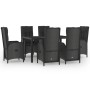 7-teiliges Garten-Esszimmerset und Kissen synthetisches Rattan schwarz von vidaXL, Gartensets - Ref: Foro24-3185066, Preis: 8...