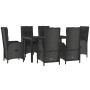 7-teiliges Garten-Esszimmerset und Kissen synthetisches Rattan schwarz von vidaXL, Gartensets - Ref: Foro24-3185066, Preis: 8...