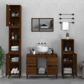 Set de muebles baño 3 pzas madera contrachapada roble marrón
