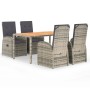 5-piece garden dining set with gray synthetic rattan cushions by vidaXL, Garden sets - Ref: Foro24-3157585, Price: 793,22 €, ...