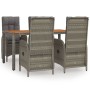5-piece garden dining set with gray synthetic rattan cushions by vidaXL, Garden sets - Ref: Foro24-3185040, Price: 642,63 €, ...