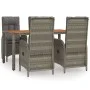 5-teiliges Garten-Essset mit grauen Kissen aus synthetischem Rattan von vidaXL, Gartensets - Ref: Foro24-3185040, Preis: 679,...