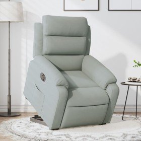 Sillón eléctrico reclinable elevable de terciopelo gris claro Sillón eléctrico reclinable elevable de terciopelo gris claro