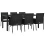 7-teiliges Garten-Essset und schwarze Kissen aus synthetischem Rattan von vidaXL, Gartensets - Ref: Foro24-3185003, Preis: 46...