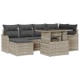 Conjunto de sofá de jardín con cojín 7 pcs Gris claro Poliratán