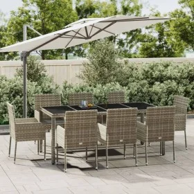 Garden dining set 9 pieces and gray synthetic rattan cushions by vidaXL, Garden sets - Ref: Foro24-3185010, Price: 592,46 €, ...
