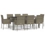 Garden dining set 9 pieces and gray synthetic rattan cushions by vidaXL, Garden sets - Ref: Foro24-3185010, Price: 611,92 €, ...