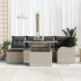 Conjunto de sofá de jardín con cojín 7 pcs Gris claro Poliratán