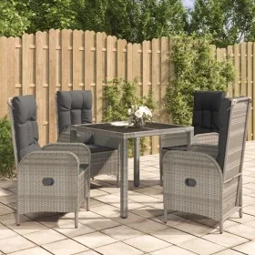 5-piece garden dining set with gray synthetic rattan cushions by vidaXL, Garden sets - Ref: Foro24-3185024, Price: 672,38 €, ...