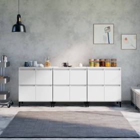 Aparadores 3 uds madera contrachapada blanco 60x35