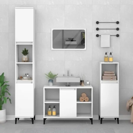 3-teiliges Badezimmermöbelset aus weißem Sperrholz von vidaXL, Badezimmermöbel - Ref: Foro24-3185621, Preis: 191,75 €, Rabatt: %