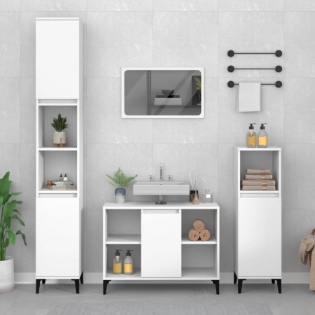 3-teiliges Badezimmermöbelset aus weißem Sperrholz von vidaXL, Badezimmermöbel - Ref: Foro24-3185621, Preis: 196,17 €, Rabatt: %