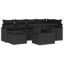 Conjunto de sofá de jardín con cojín 7 pcs Negro Poliratán