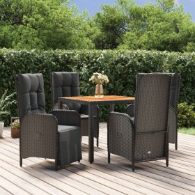 Set de muebles jardín 5 pzas con cojines ratán sintético negro