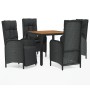 5-teiliges Gartenmöbel-Set mit schwarzen synthetischen Rattankissen von vidaXL, Gartensets - Ref: Foro24-3185080, Preis: 590,...