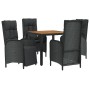5-teiliges Gartenmöbel-Set mit schwarzen synthetischen Rattankissen von vidaXL, Gartensets - Ref: Foro24-3185080, Preis: 590,...