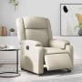 Sillón reclinable eléctrico de cuero sintético crema