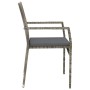 Set comedor de jardín 3 piezas con cojines ratán sintético gris