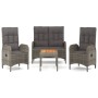 4-piece garden dining set with gray PE rattan cushions by vidaXL, Garden sets - Ref: Foro24-3185083, Price: 413,09 €, Discoun...