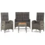 4-piece garden dining set with gray PE rattan cushions by vidaXL, Garden sets - Ref: Foro24-3185083, Price: 418,19 €, Discoun...