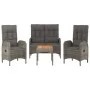 4-piece garden dining set with gray PE rattan cushions by vidaXL, Garden sets - Ref: Foro24-3185083, Price: 418,19 €, Discoun...