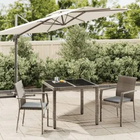 3-teilige Garten-Essgruppe mit grauen synthetischen Rattankissen von vidaXL, Gartensets - Ref: Foro24-3184981, Preis: 214,53 ...