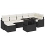 Conjunto de sofá de jardín con cojín 8 pcs Negro Poliratán