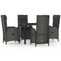 5-teiliges Gartenmöbel-Set mit schwarzen synthetischen Rattankissen von vidaXL, Gartensets - Ref: Foro24-3185060, Preis: 658,...