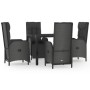 5-teiliges Gartenmöbel-Set mit schwarzen synthetischen Rattankissen von vidaXL, Gartensets - Ref: Foro24-3185060, Preis: 573,...
