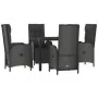 5-teiliges Gartenmöbel-Set mit schwarzen synthetischen Rattankissen von vidaXL, Gartensets - Ref: Foro24-3185060, Preis: 658,...