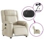 Sillón de masaje reclinable eléctrico cuero sintético crema