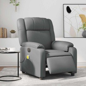 Sillón de masaje reclinable eléctrico cuero sintético gris Sillón de masaje reclinable eléctrico cuero sintético gris
