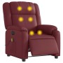 Sillón masaje reclinable eléctrico cuero sintético rojo tinto