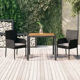 Garden dining set 3 pieces with black synthetic rattan cushions by vidaXL, Garden sets - Ref: Foro24-3185011, Price: 230,80 €...